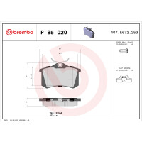 Brake pad set disc brake 17 mm BREMBO for SEAT LEON and...