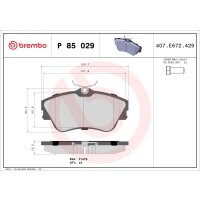 Brake pad set disc brake 19 mm BREMBO for e.g. VW...
