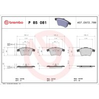 Brake pad set disc brake 20 mm BREMBO for e.g. VW...