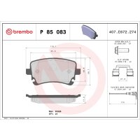 Brake pad set disc brake 18 mm BREMBO for e.g. VW...