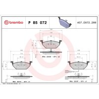 Brake pad set disc brake 20 mm BREMBO for SEAT ALTEA and...