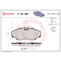 Brake pad set disc brake 18 mm BREMBO for e.g. NISSAN...