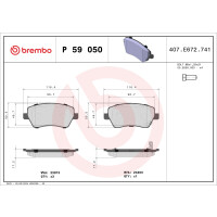 Bremsbelagsatz Scheibenbremse 17 mm BREMBO für u.a....