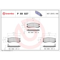 Brake pad set disc brake 15 mm BREMBO for e.g. CADILLAC...