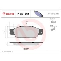 Brake pad set disc brake 18 mm BREMBO for e.g. JAGUAR S-TYPE