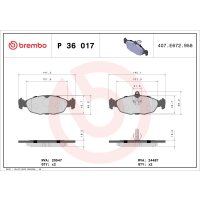 Brake pad set disc brake 16 mm BREMBO suitable for e.g....