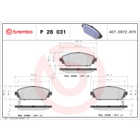 Bremsbelagsatz Scheibenbremse 17 mm BREMBO für u.a....