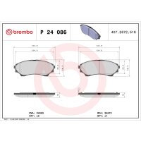 Brake pad set disc brake 17 mm BREMBO for FORD RANGER and...