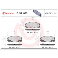 Brake pad set disc brake 17 mm BREMBO for e.g. OPEL FRONTERA