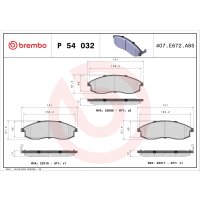 Bremsbelagsatz Scheibenbremse 17 mm BREMBO für u.a....