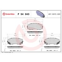 Brake pad set disc brake 19 mm BREMBO suitable for e.g. FUSO
