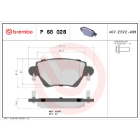 Bremsbelagsatz Scheibenbremse 17 mm BREMBO für u.a....