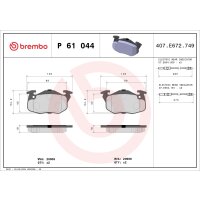Bremsbelagsatz Scheibenbremse 18 mm BREMBO für u.a....
