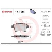 Bremsbelagsatz Scheibenbremse 16 mm BREMBO für u.a....