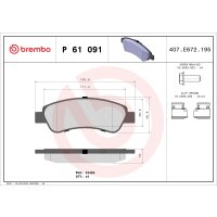 Brake pad set disc brake 19 mm BREMBO for FIAT DUCATO and...
