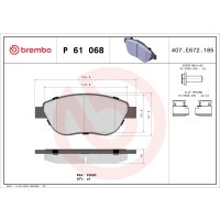 Brake pad set disc brake 19 mm BREMBO suitable for e.g....
