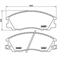 Brake pad set disc brake 17 mm BREMBO for e.g. HYUNDAI...