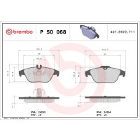 Brake pad set disc brake 18 mm BREMBO for MERCEDES-BENZ...