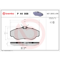 Brake pad set disc brake 19 mm BREMBO for e.g. LAND ROVER...