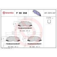 Brake pad set disc brake 17 mm BREMBO for e.g. OPEL INSIGNIA