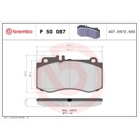 Brake pad set disc brake 18 mm BREMBO for MERCEDES-BENZ...