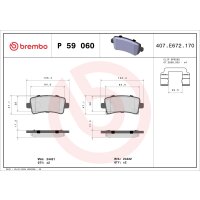 Brake pad set disc brake 17 mm BREMBO for e.g. OPEL INSIGNIA