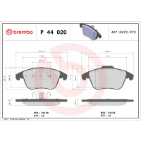 Brake pad set disc brake 20 mm BREMBO for e.g. LAND ROVER...