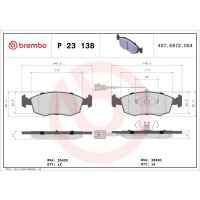 Brake pad set disc brake 17 mm BREMBO for FIAT PUNTO and...