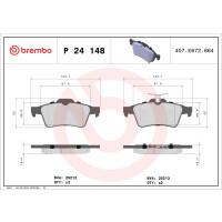 Bremsbelagsatz Scheibenbremse 16 mm BREMBO für u.a....