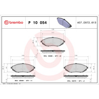 Brake pad set disc brake 18 mm BREMBO for e.g. CHEVROLET...