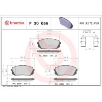 Brake pad set disc brake 18 mm BREMBO for e.g. HYUNDAI...