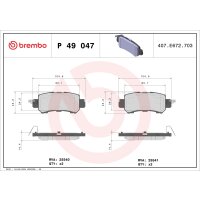 Bremsbelagsatz Scheibenbremse 14 mm BREMBO für u.a....
