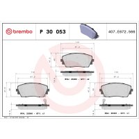 Brake pad set disc brake 17 mm BREMBO suitable for KIA...