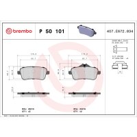 Brake pad set disc brake 17 mm BREMBO for MERCEDES-BENZ...