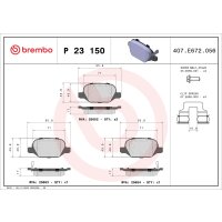 Brake pad set disc brake 17 mm BREMBO suitable for FIAT 500L