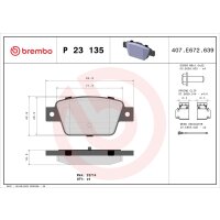 Brake pad set disc brake 17 mm BREMBO for FIAT BRAVO and...