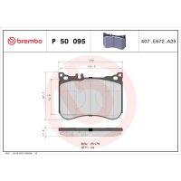 Brake pad set disc brake 18 mm BREMBO for MERCEDES-BENZ...