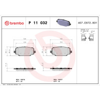 Brake pad set disc brake 18 mm BREMBO for e.g. FIAT FREEMONT