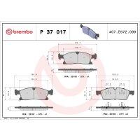 Brake pad set disc brake 19 mm BREMBO for e.g. DODGE DURANGO