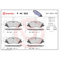 Brake pad set disc brake 19 mm BREMBO for e.g. LAND ROVER...