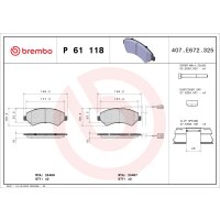 Brake pad set disc brake 19 mm BREMBO for e.g. PEUGEOT BOXER