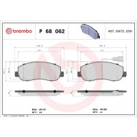 Brake pad set disc brake 18 mm BREMBO for e.g. RENAULT...