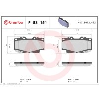 Bremsbelagsatz Scheibenbremse 18 mm BREMBO für u.a....