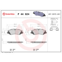Brake pad set disc brake 19 mm BREMBO for e.g. LAND ROVER...