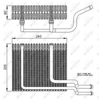 Evaporator air conditioner no valve 225 mm - 240 mm NRF for e.g. RENAULT SCÉNIC