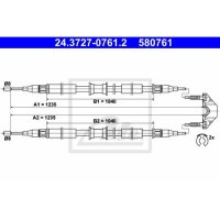 Cable parking brake ATE for OPEL COMBO van/MPV