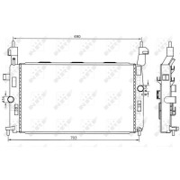 Radiator engine cooling cooling fins brazed 607 - 366 mm alu NRF for OPEL MERIVA