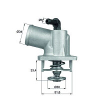 Thermostat coolant temp 92 °C with gasket MAHLE for e.g. OPEL ASTRA
