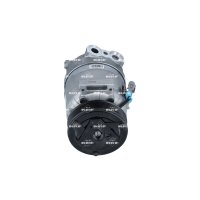 Compressor air conditioning with V-ribbed belt pulley...