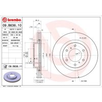 Front brake disc 332mm BREMBO for PAJERO IV